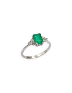 White gold ring with diamonds and emerald (Rf. ORSOR00194) 2